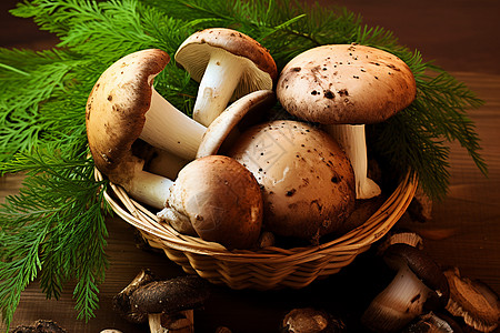 篮子里的蘑菇图片