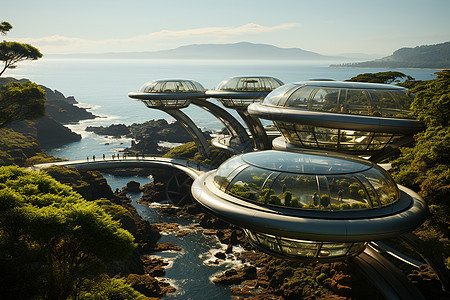 海面上的未来建筑图片