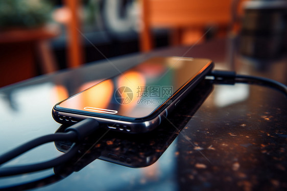 手机在桌子上充电图片
