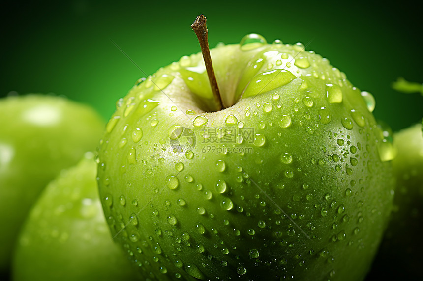 清新多汁的绿苹果图片