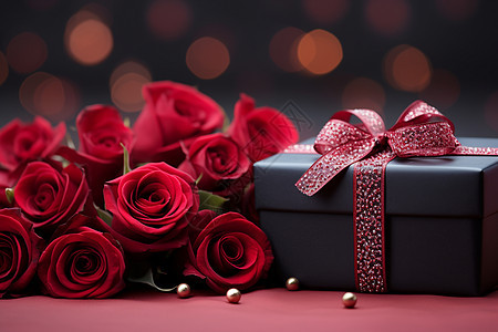 浪漫的红玫瑰装饰礼物图片