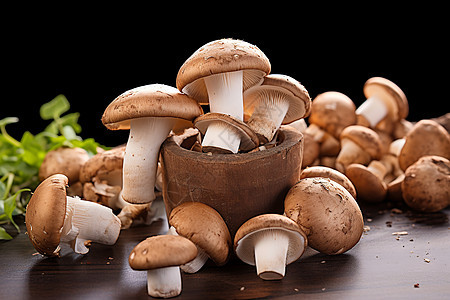 一桌子蘑菇图片
