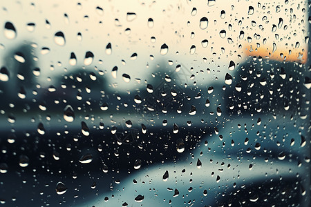 雨后满是雨滴的窗户图片