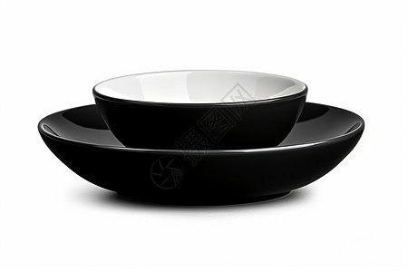 黑白陶瓷碗盘套装图片