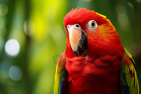 丛林中的野生红色鹦鹉图片