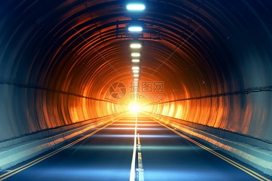 狭长隧道尽头的阳光图片