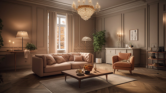 典雅复古的欧式客厅装潢背景图片