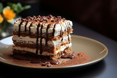 甜品店的巧克力奶油蛋糕图片