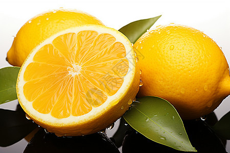 新鲜多汁的黄色柠檬图片