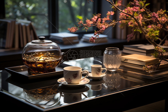 现代典雅的中式茶具图片