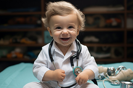 可爱的医生制服小婴儿图片
