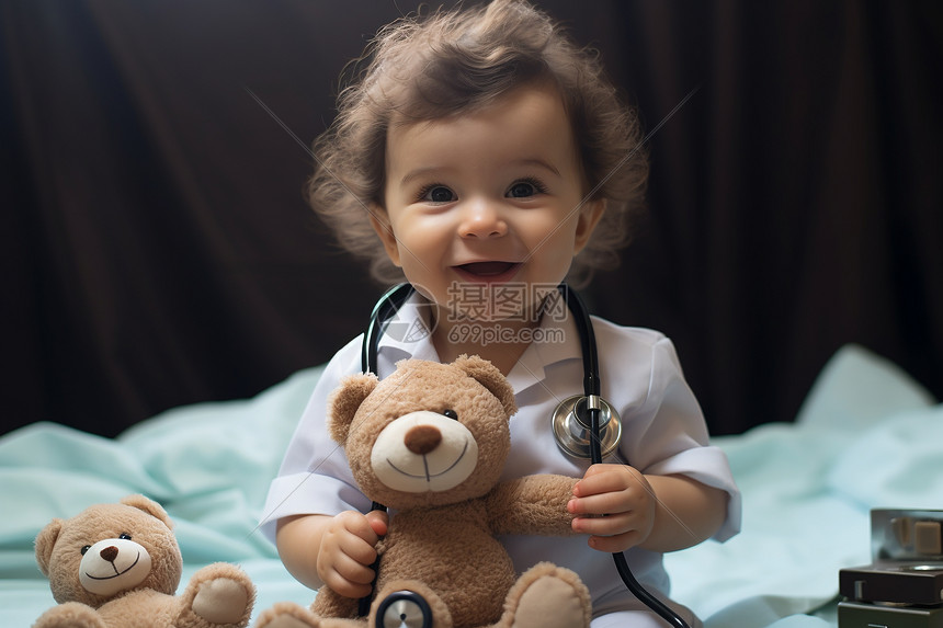 身穿医生制服的小婴儿图片