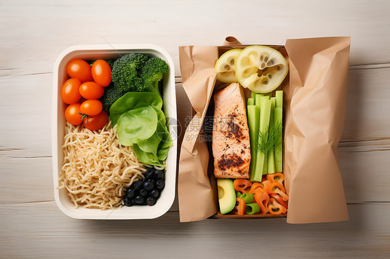 健康饮食的便当饭盒图片