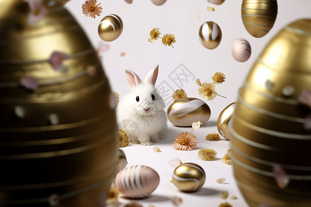 庆祝节日的彩蛋和兔子图片