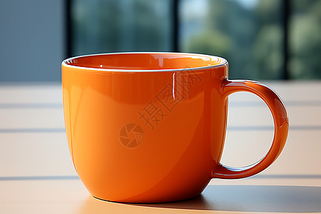 阳光下的橙色杯子背景图片