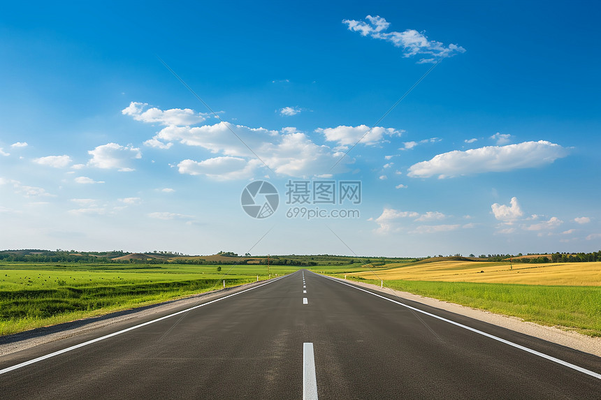 乡村田园风光的公路景观图片