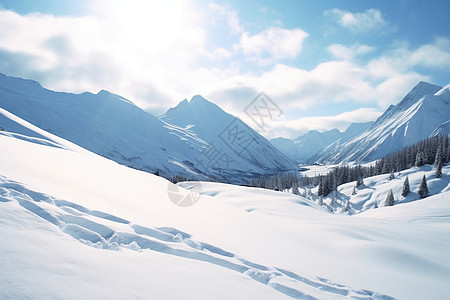 冬季雪后的雪山景观图片