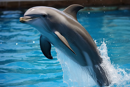 水族馆中的海豚表演图片