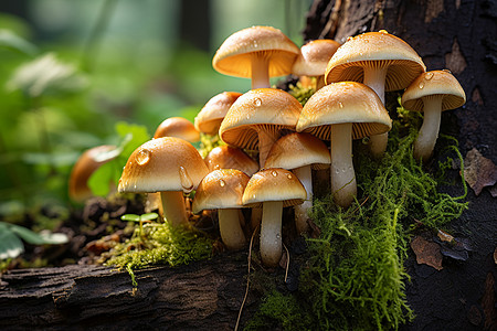 静谧森林中的菌类植物图片