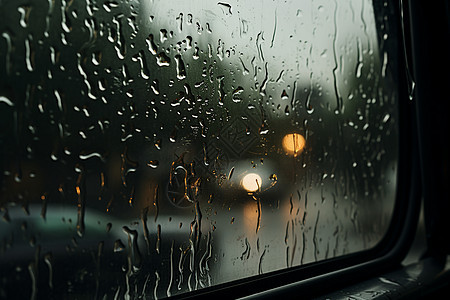 大雨中的透明玻璃图片