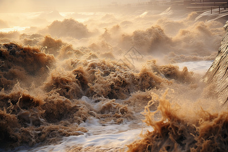 波涛汹涌汹涌的河流水域背景