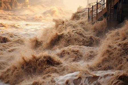 波浪激烈的河水图片