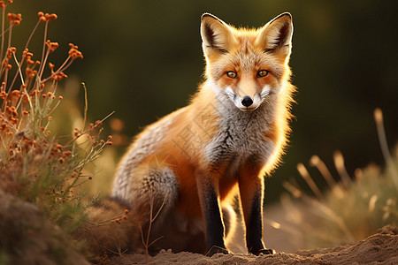 夕阳下的小狐狸图片