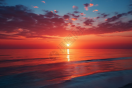 夕阳余晖下的海洋图片