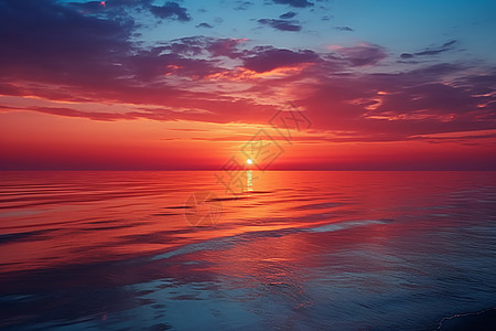 夕阳下的大海图片