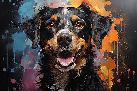 油画艺术的宠物狗狗插图图片