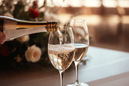 庆祝派对上的香槟酒背景图片