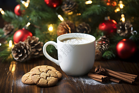 冬日温馨的咖啡和饼干图片