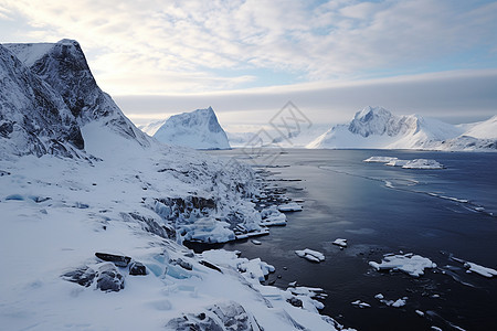 冰雪覆盖的北冰洋景观图片