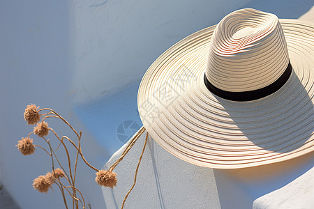 夏季时尚的度假草帽高清图片