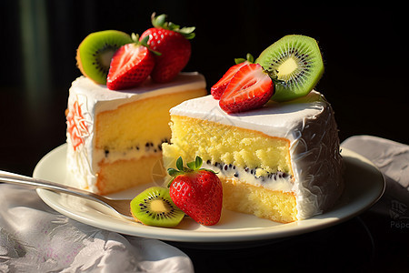 美味的水果奶油蛋糕图片