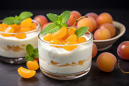 美味甜蜜的杏子甜品图片
