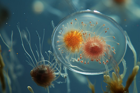 浮游生物水母微观的浮游生物气泡水母背景