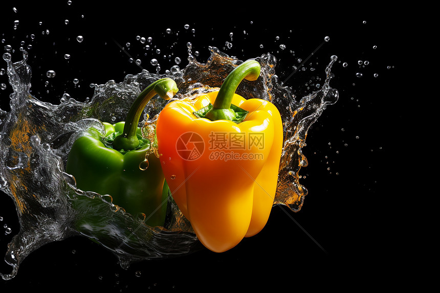 清洗的彩椒蔬菜图片