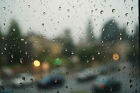 雨水打湿在玻璃窗上背景图片