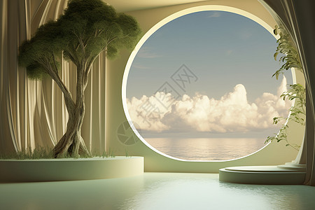 海景天台翠绿环窗图片