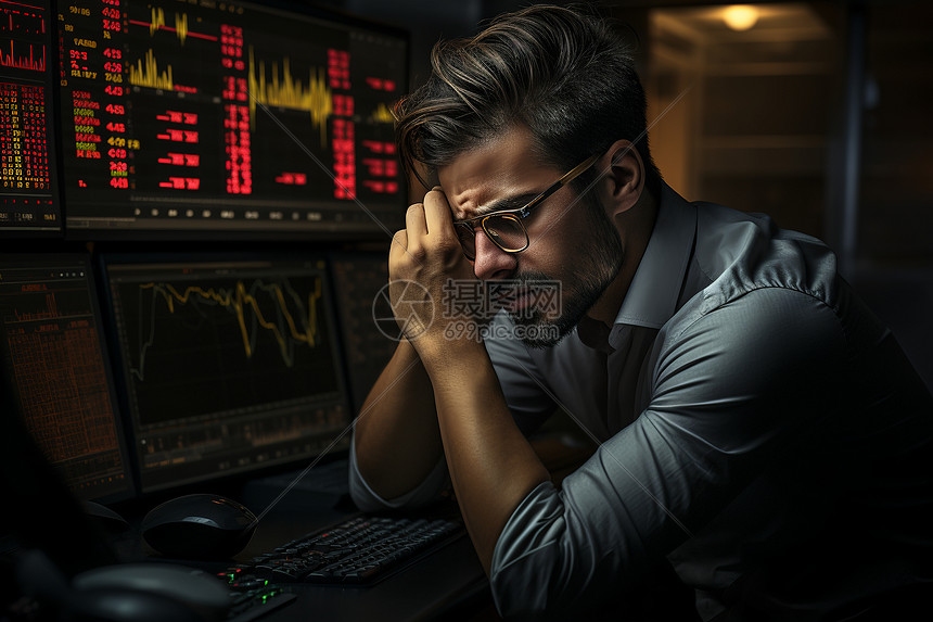 痛苦中的股票分析师图片