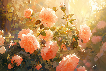 阳光下的玫瑰花高清图片