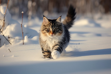 寒冷冬季晚上的宠物猫咪图片