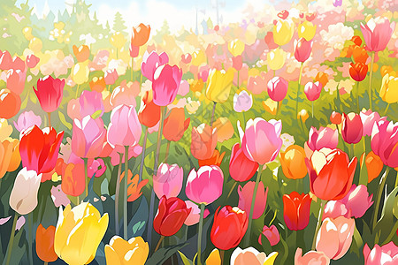 璀璨之春的郁金香背景图片