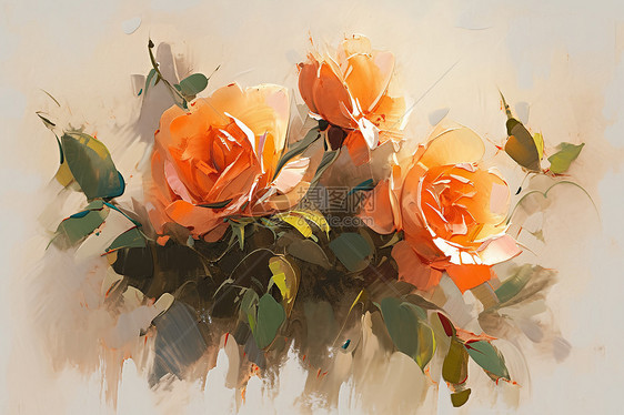 橙色玫瑰艺术插画图片
