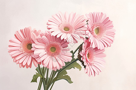 粉色非洲菊花束插画
