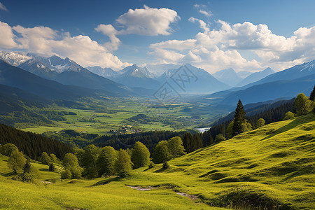 层峦叠嶂的夏季山峰图片