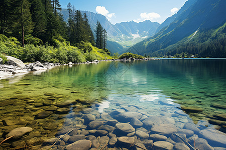山水如画的山间湖畔景观图片