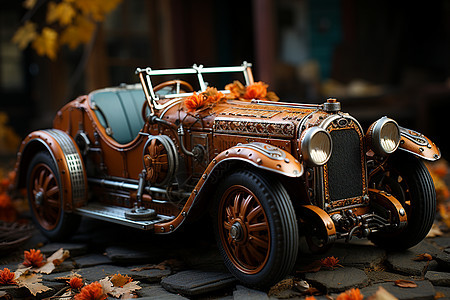 复古的木质玩具汽车图片