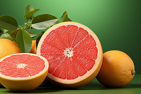 新鲜多汁的柚子和橙子图片
